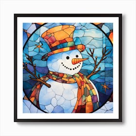 Snowman Stained Glass 3 Art Print