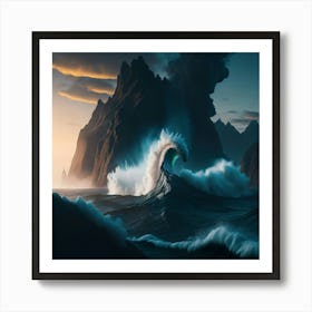 Boat In The Furious Ocean (9) Art Print