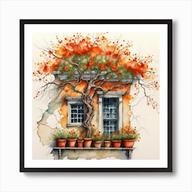 House With A Tree Art Print