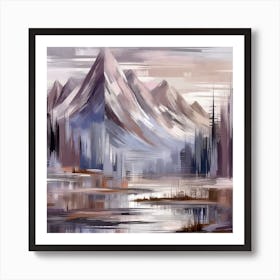 Firefly An Illustration Of A Beautiful Majestic Cinematic Tranquil Mountain Landscape In Neutral Col (7) Art Print