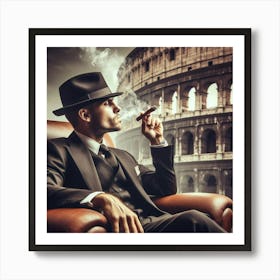 Man Smoking A Cigar In Rome 1 Art Print