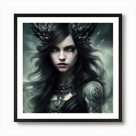 Woman Dark Throne Girl Environment Dark (16) Art Print