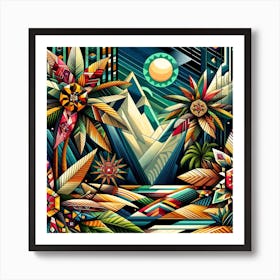 Geometric Art Tropical landscape 2 Art Print