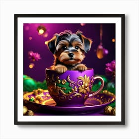 Yorkshire Terrier Puppy In A Cup Art Print