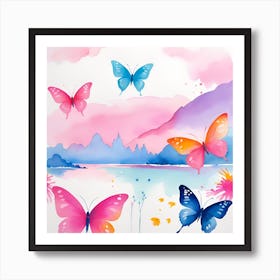 Watercolor Butterflies 4 Art Print