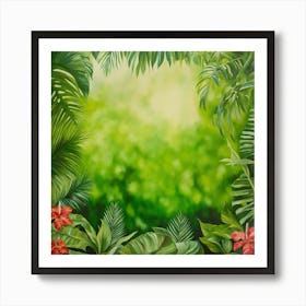 Oil Painted Rralistic Mural Of Green Tropical Foli (2) Art Print