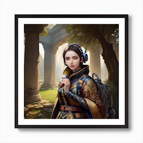 Time Traveller lurking Through Ruins Art Print