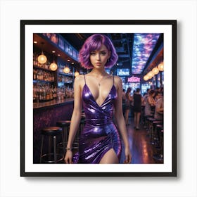 Sexy Girl In Purple Dress 4 Art Print