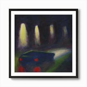 Night Rider - square hand painted car night impressionism Anton Maliar Art Print