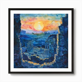 Sunset Over The Ruins Art Print
