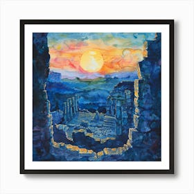 Sunset Over The Ruins Poster