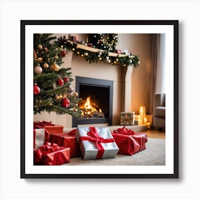 Christmas Tree With Presents 4 Art Print