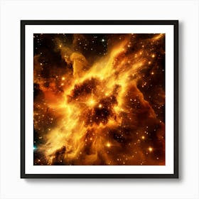 Golden Nebula In Space Poster