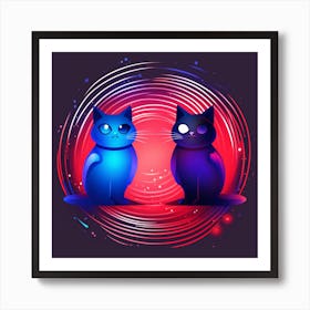 Two Cats In Space Art Print