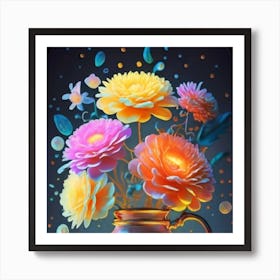 Luminous pastel flowers Art Print