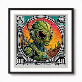 Sci Fi Alien Fantasy Stamp Art Art Print