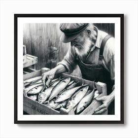 Fisherman At The Fish Market 1 Art Print