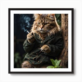 Cat Smoking A Cigarette Art Print