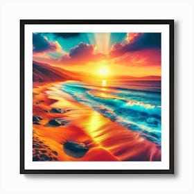 Sunset in the Beach Art Print