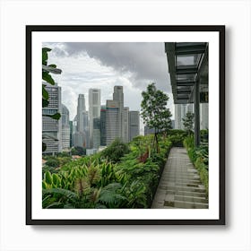 David Hockney Style. Rooftop Garden in Singapore 2 Art Print