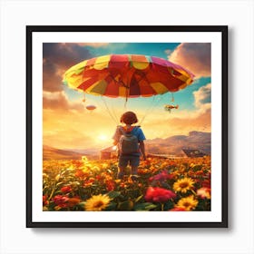 Child In A Field Of Flowers Art Print