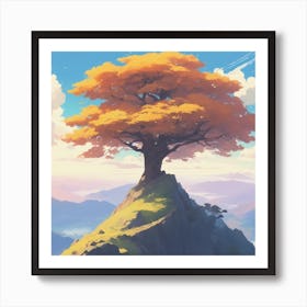 Tree On Top Of A Mountain 6 Art Print