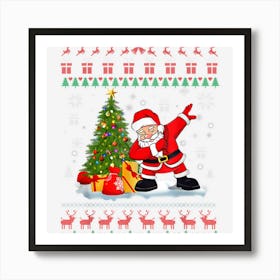 Dabbing Santa Claus Christmas Boys Men Funny Xmas Art Print