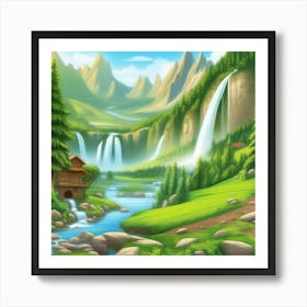 Panoramic Paradise Breathtaking Panoramic Landscapes Showcasing Majestic Mountains Cascading Water 963972798 (2) Art Print