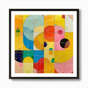 Abstract, color block, thin line, azulejo, mosaica Art Print