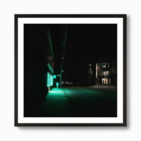 Neon Street At Night Art Print