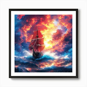 Ship In The Storm 2 Art Print