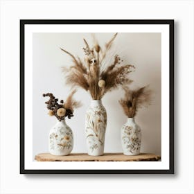 Vases With Dried Flowers Art Print