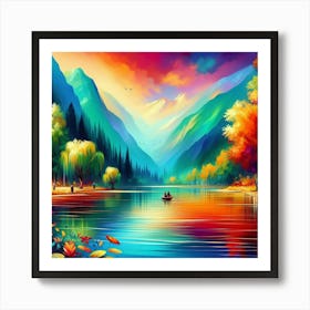 Sunset By The Lake Art Print