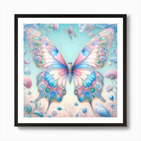 Butterfly in Soft Pastel Blues Art Print