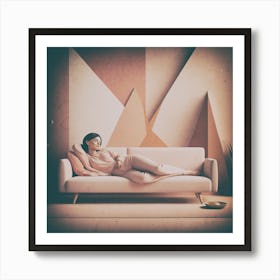 Woman Laying On A Couch 1 Art Print