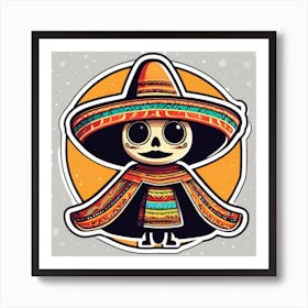 Mexican Sombrero And Pancho Sticker 2d Cute Fantasy Dreamy Vector Illustration 2d Flat Center (49) Art Print