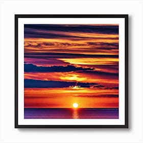 Sunset Over The Ocean 32 Art Print