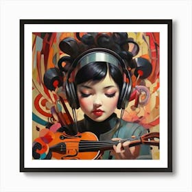 Asian Girl Playing Violin Art Print