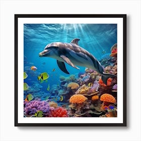 Dolphin In The Ocean 1 Art Print