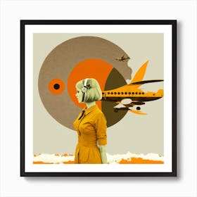 Girl In A Plane Art Print