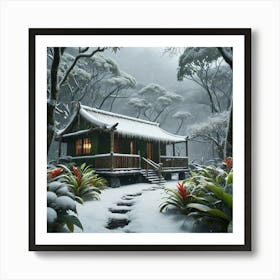 A Cabe in snow weather  Art Print