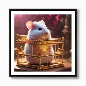 White Mouse In A Golden Cage Art Print