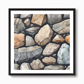 Stone Wall Seamless Pattern 3 Art Print