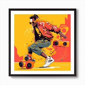 90s-style break dancer Art Print