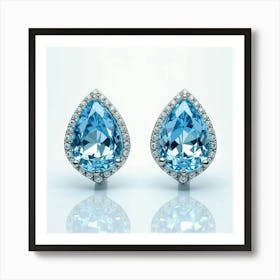 Diamond Earrings, Watercolor, Sparkling Lake 1 Art Print