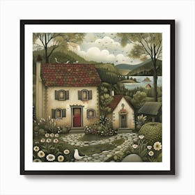 Cottage On The Lake Art Print