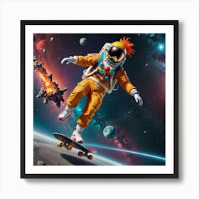 Space Skateboarder Art Print