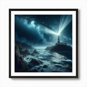 Lighthouse At Night 7 Art Print