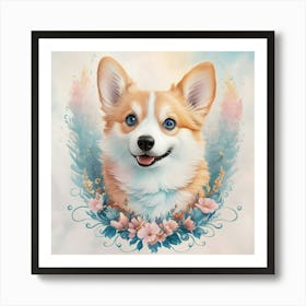 Corgi Puppy Pastel, Kids Wall Art Print 1 Póster