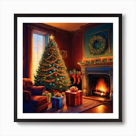 Christmas Tree In The Living Room 23 Art Print